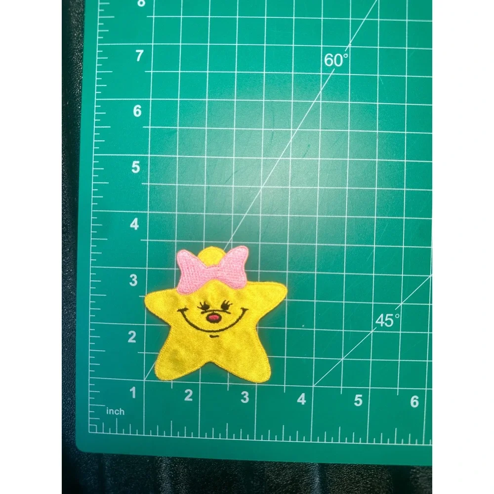 Cute Star Patch Iron On Applique Yellow Pink Bow‎ Smiling Face Craft Embellish